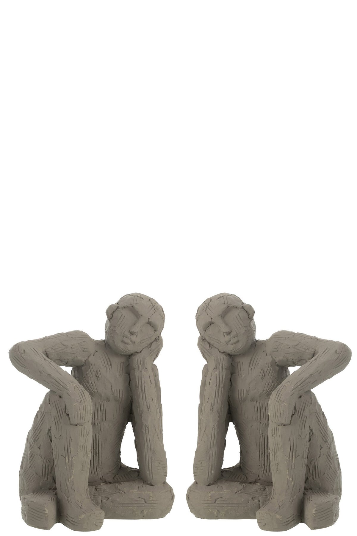 J-Line boekensteun Zittend - cement - grijs - large - 2 stuks
