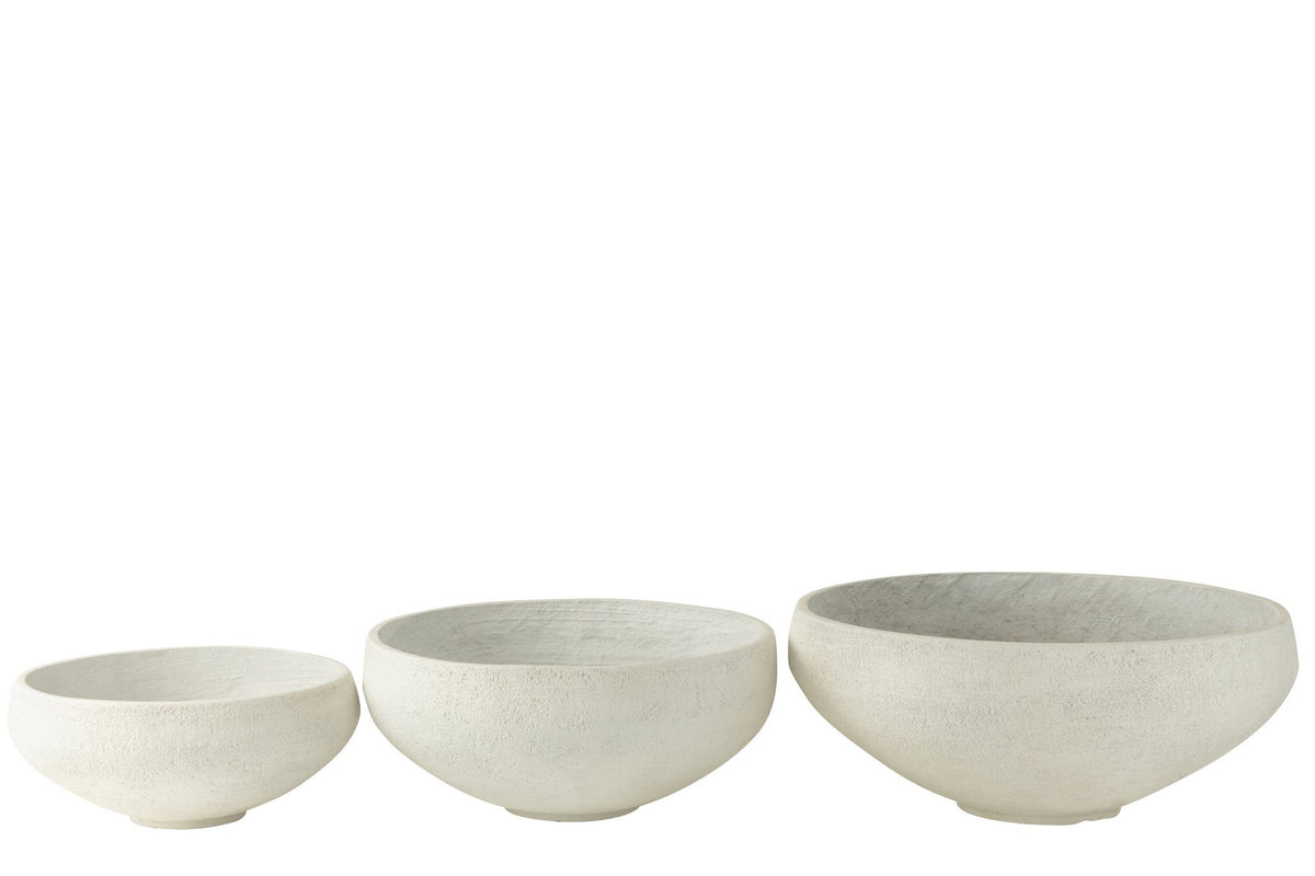 J-Line schaal Vezelklei - keramiek - wit - 3 stuks - Ø 69.5 cm