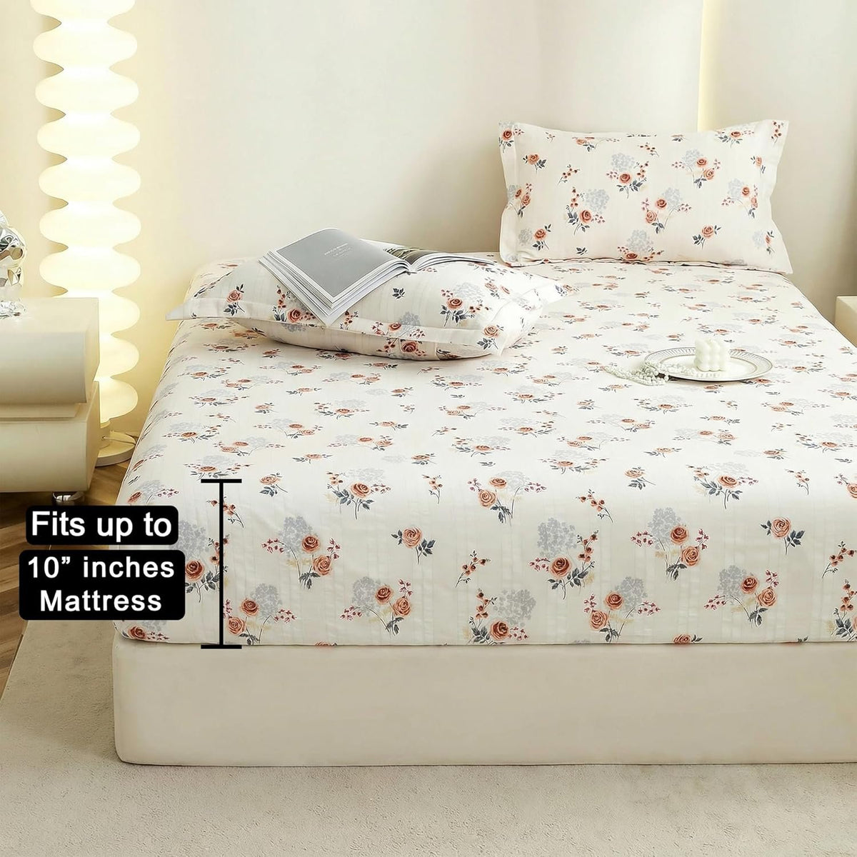 Laken | Wolkenkatoen, elastisch getailleerd | Kingsize, 72x78 inch, 3-delig