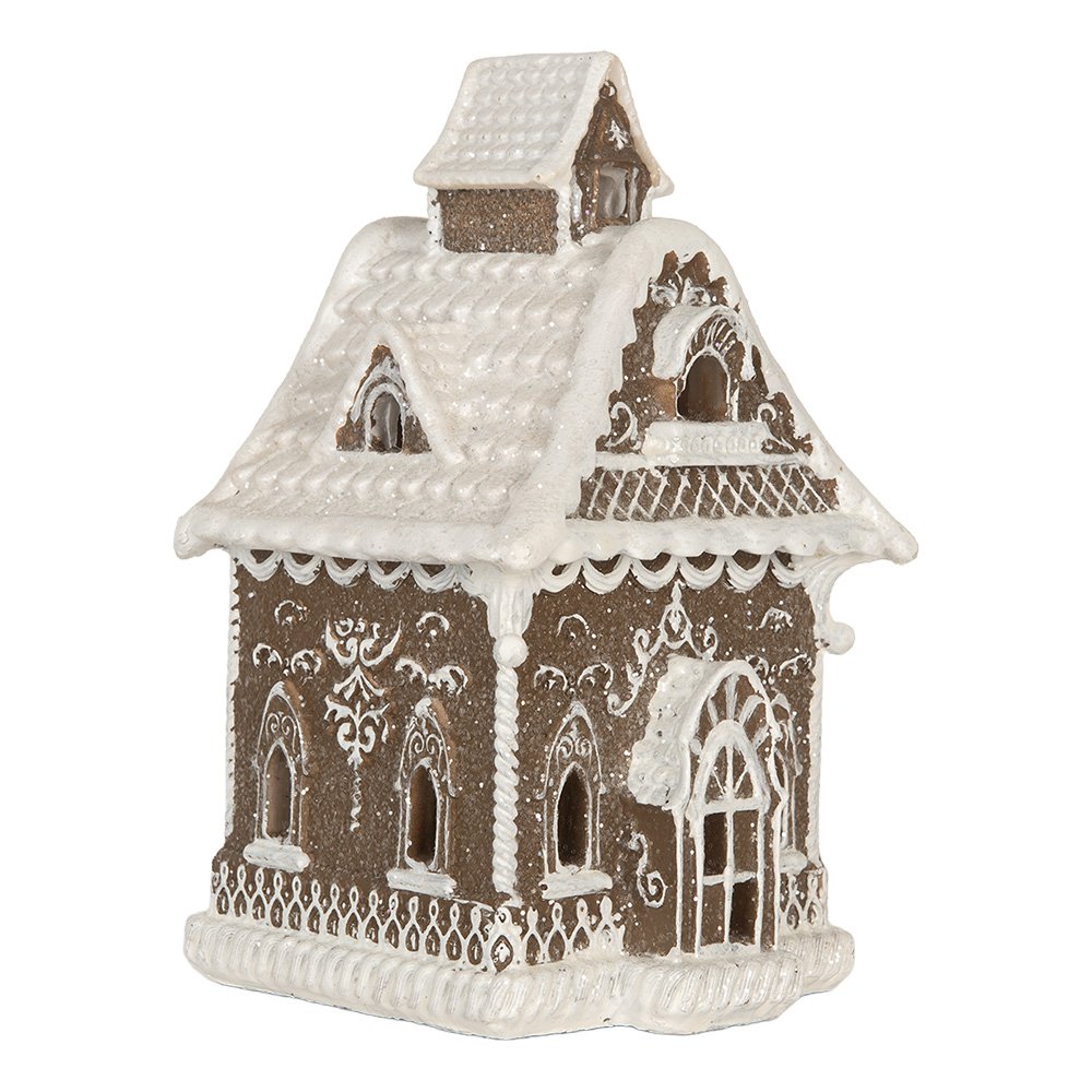 Gingerbread house met LED 13x12x20 cm Bruin Kunststof
