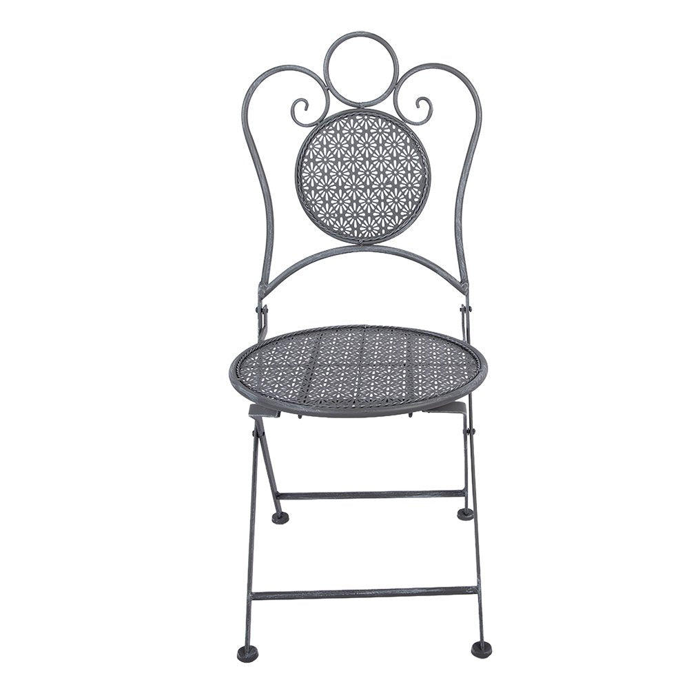 Bistroset Bistrotafel Bistrostoel 3-delig Ø 60x71 / 50x40x93 cm Grijs Metaal