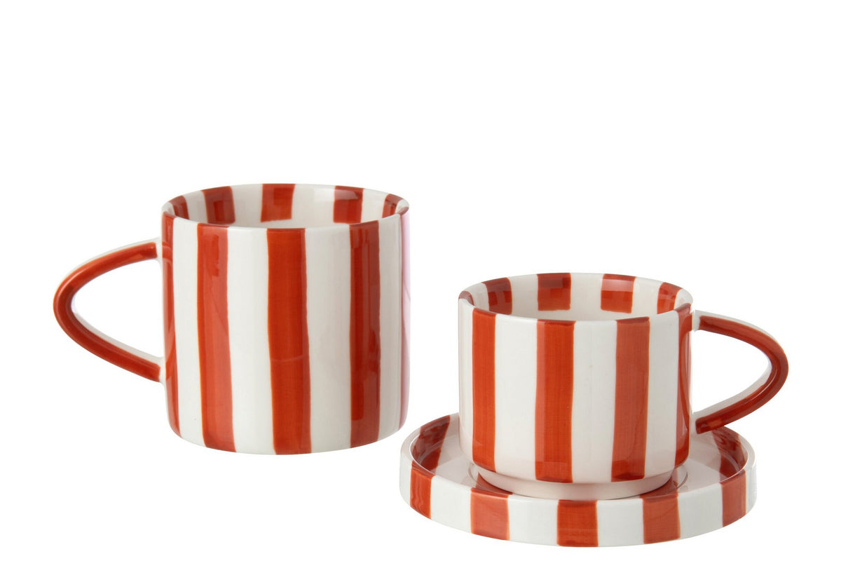 J-Line kopje - steengoed - cognac/wit