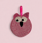 Luna-Leena Uil cadeauhanger - fuchsia melange - biologisch katoen - hand gehaakt in Nepal