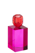 J-Line Rechthoekige kandelaar - glas - kerstrood/fuchsia