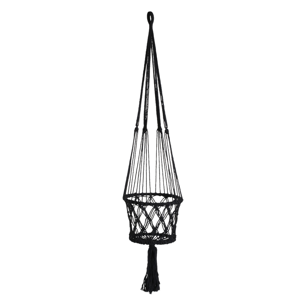Macrame plant hanger basket large black