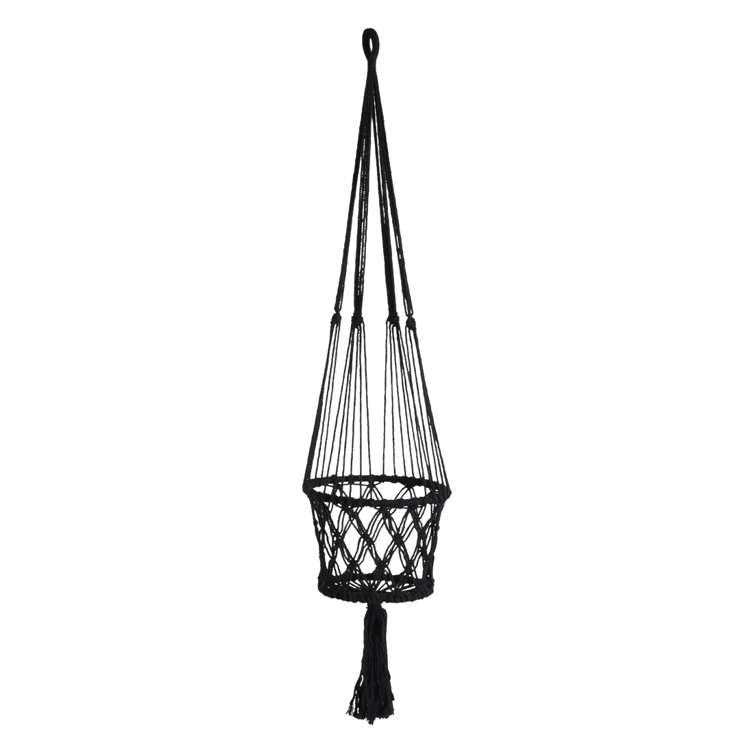 Macrame plant hanger basket large black