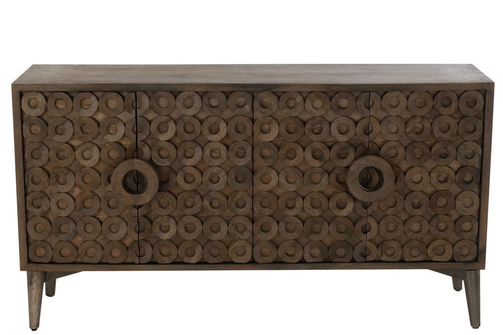 J-Line Buffet 4 Deuren Mangohout/Mdf Bruin
