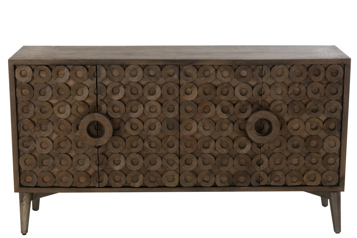 J-Line Buffet 4 Deuren Mangohout/Mdf Bruin