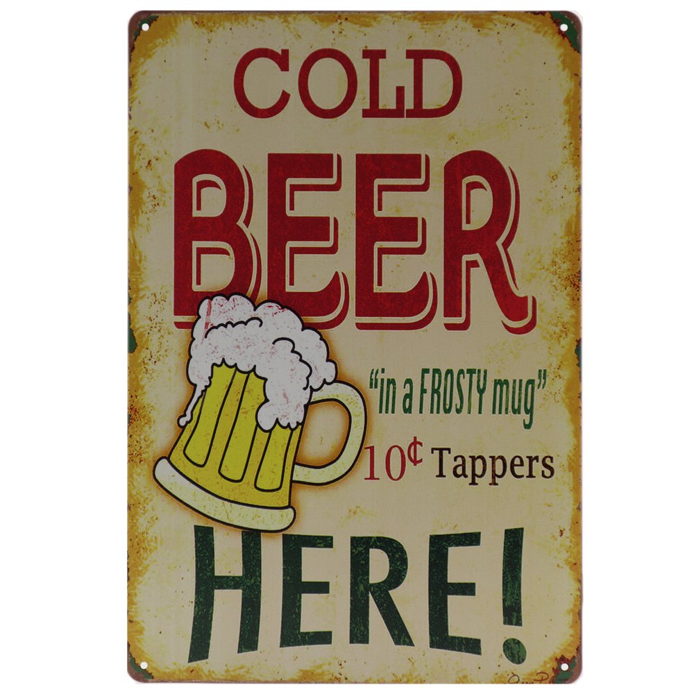Koud bier Retro Wandbord 30x20