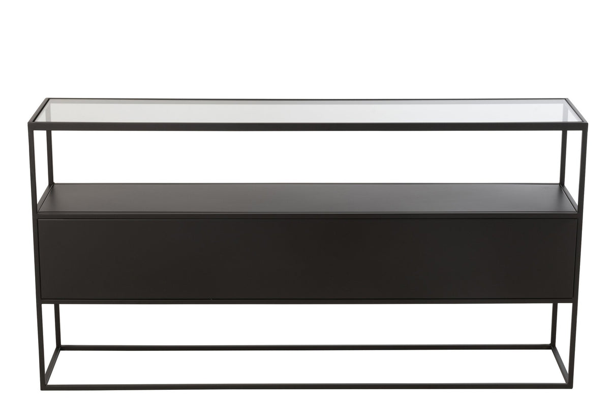 J-Line Console Vierkant Metaal/Glas Zwart