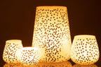 J-Line windlicht Driehoek - glas - wit/goud - extra large