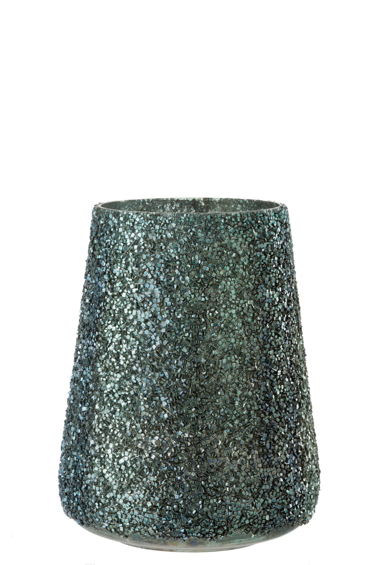 J-Line windlicht Glitter - glas - donkergroen - large