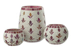 J-Line kaarshouder - glas - wit/fuchsia - L