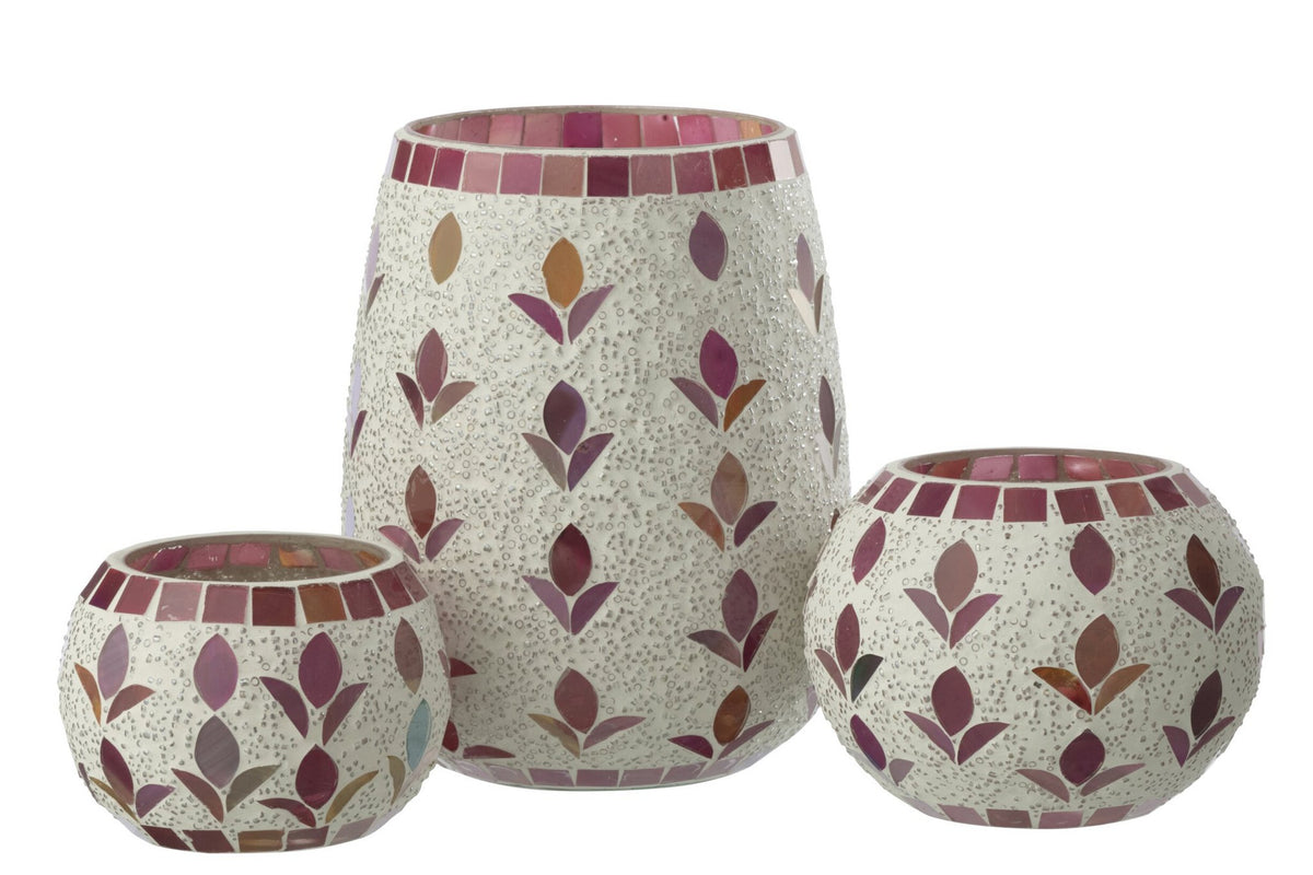 J-Line kaarshouder - glas - wit/fuchsia - L