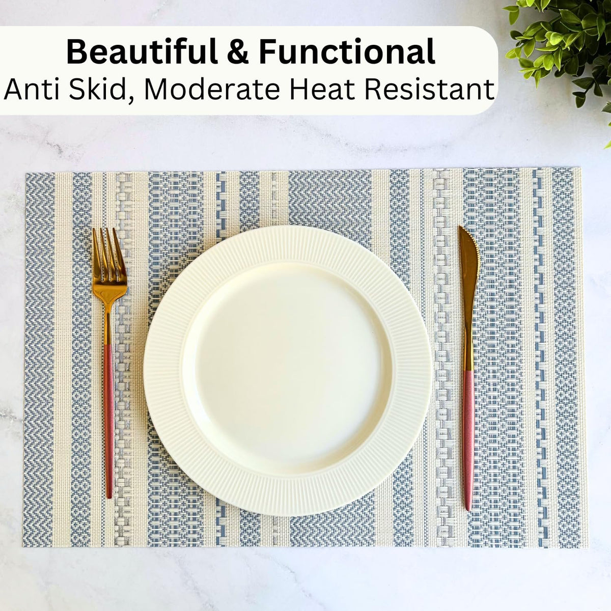 Eettafelplacemats – Geweven PVC-vinyl – Set van 4 – Antislip