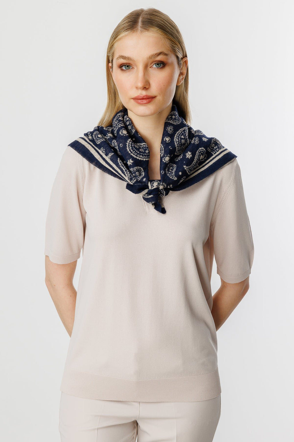 Patara Square Foulard Navy-Beige