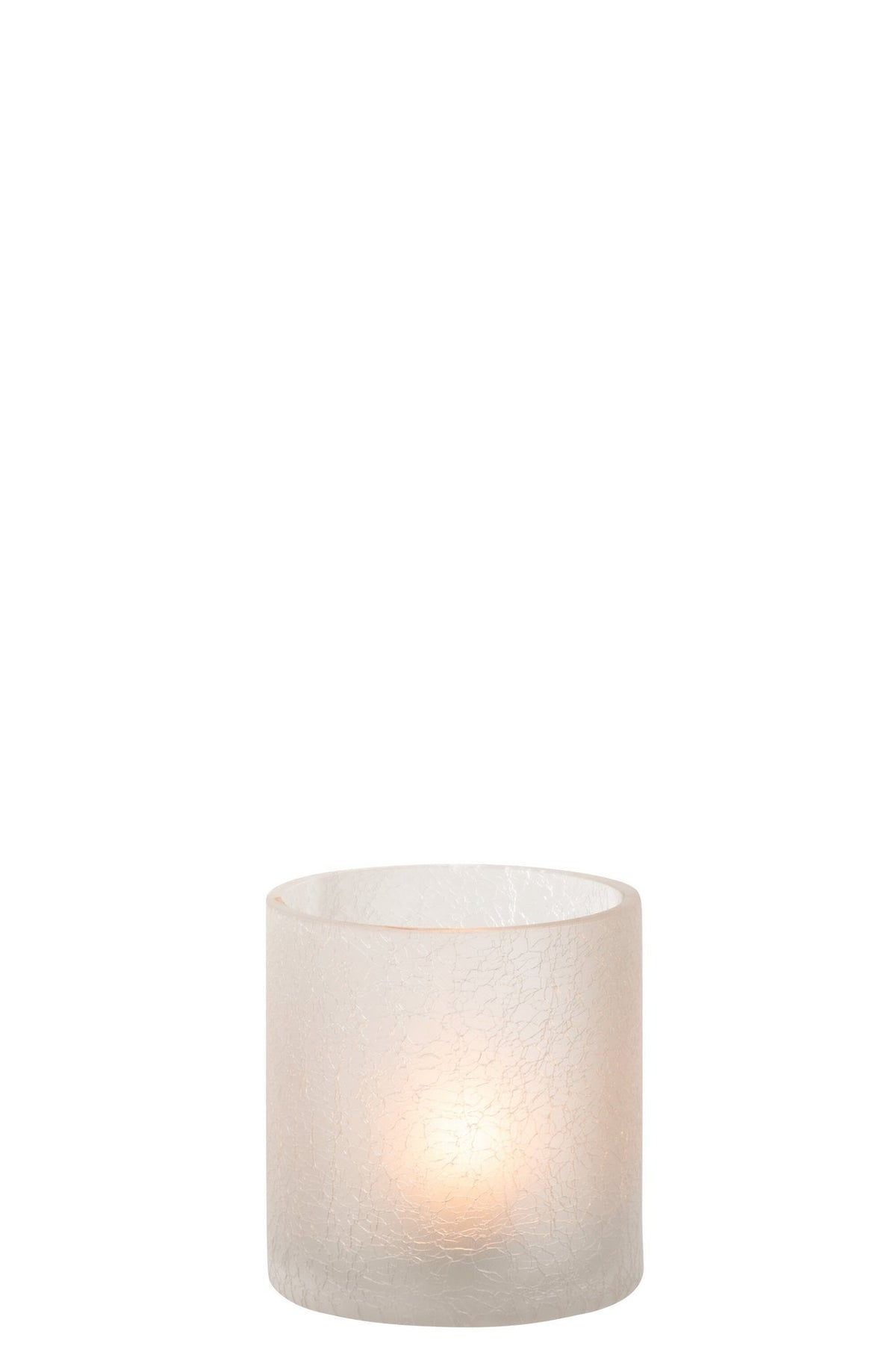 J-Line windlicht Cilinder Craquelé - glas - wit - small