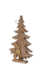 J-Line dennenboom met rendier - mangohout - naturel/goud - medium