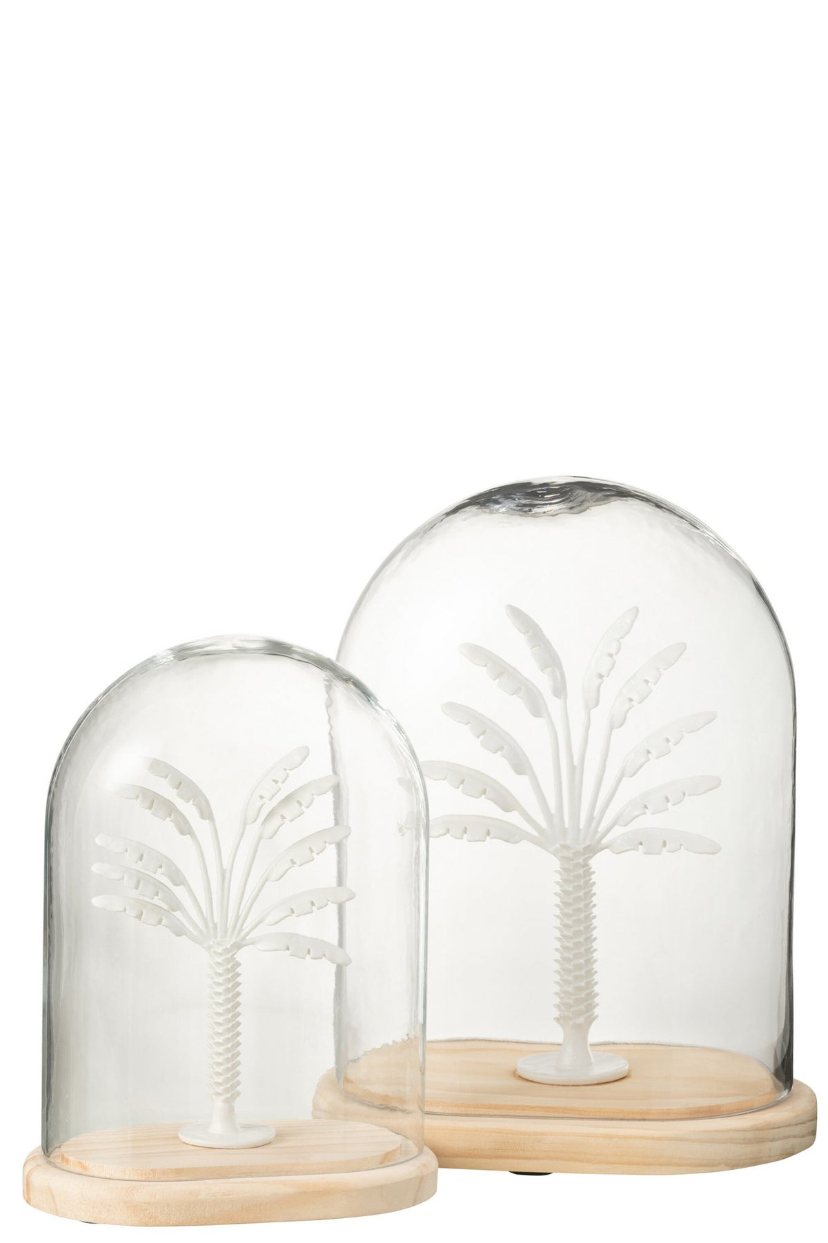 J-Line decoratie Stolp Palmboom - glas/metaal - wit/naturel - large