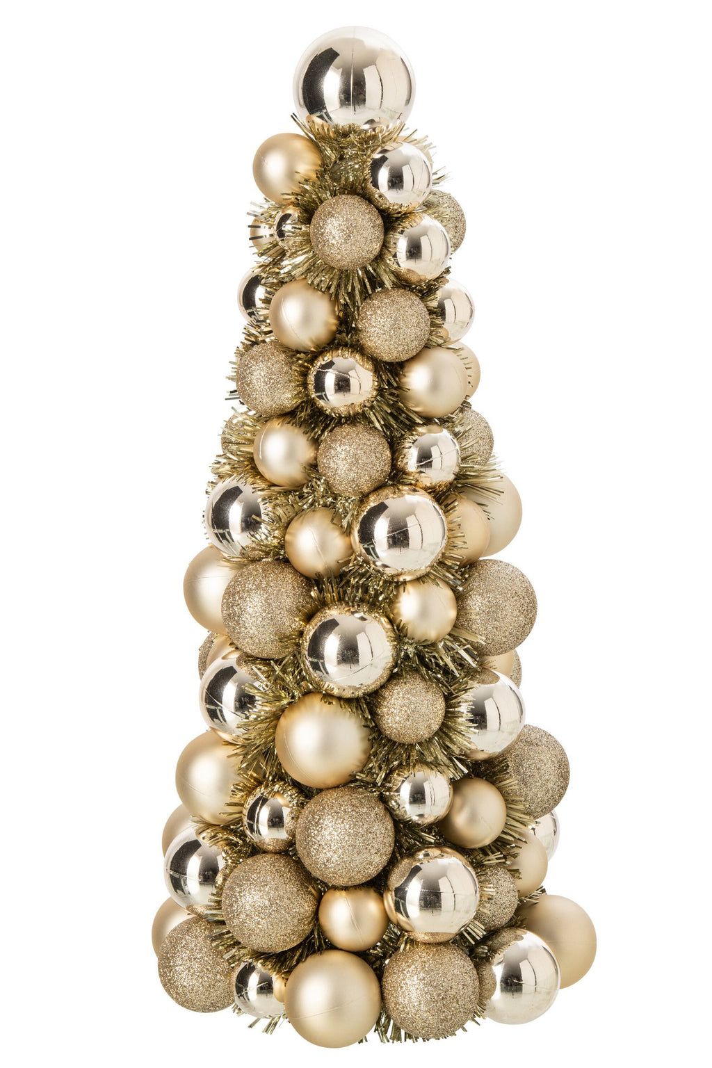 J-Line Kegel met kerstballen - PS - champagne