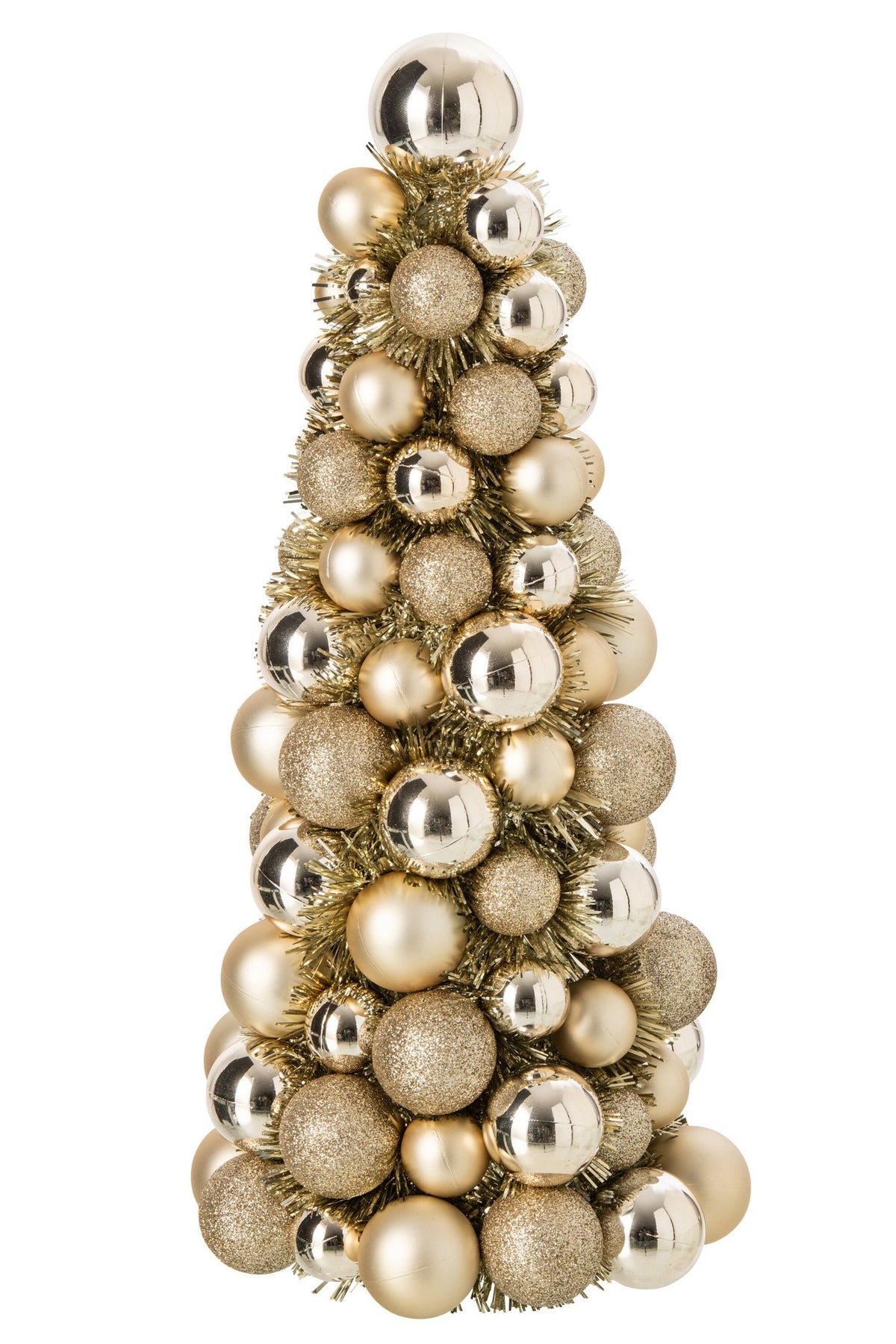 J-Line Kegel met kerstballen - PS - champagne