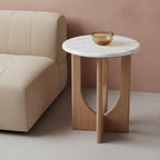 Kuching bijzettafel marmer wit - 30x30x50 cm