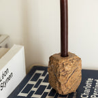 Kaarshouder 8x8xH13,5cm marmer bruin Opus