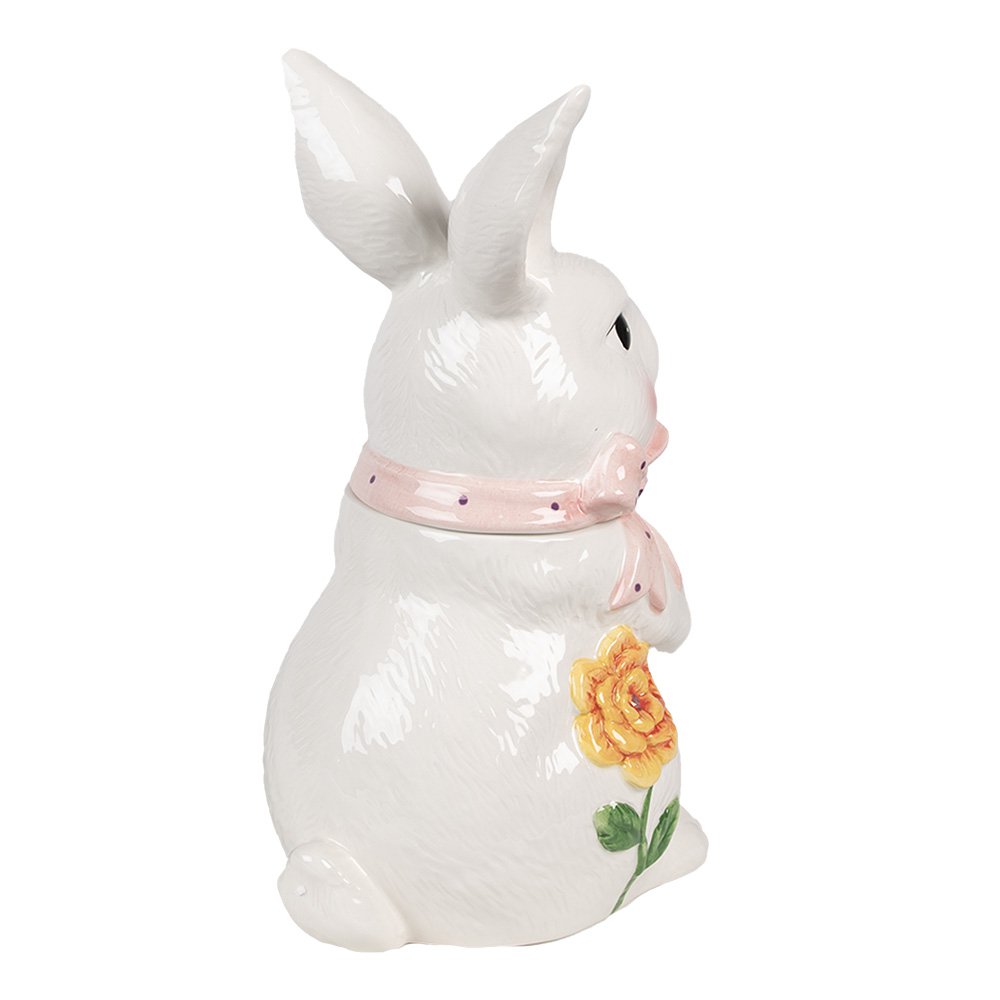 Voorraadpot Konijn 29 cm Wit Roze Keramiek
