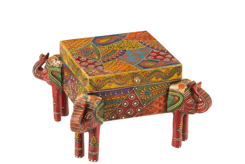 J-Line Doos Olifant Voet Delhi Mango Hout Mix