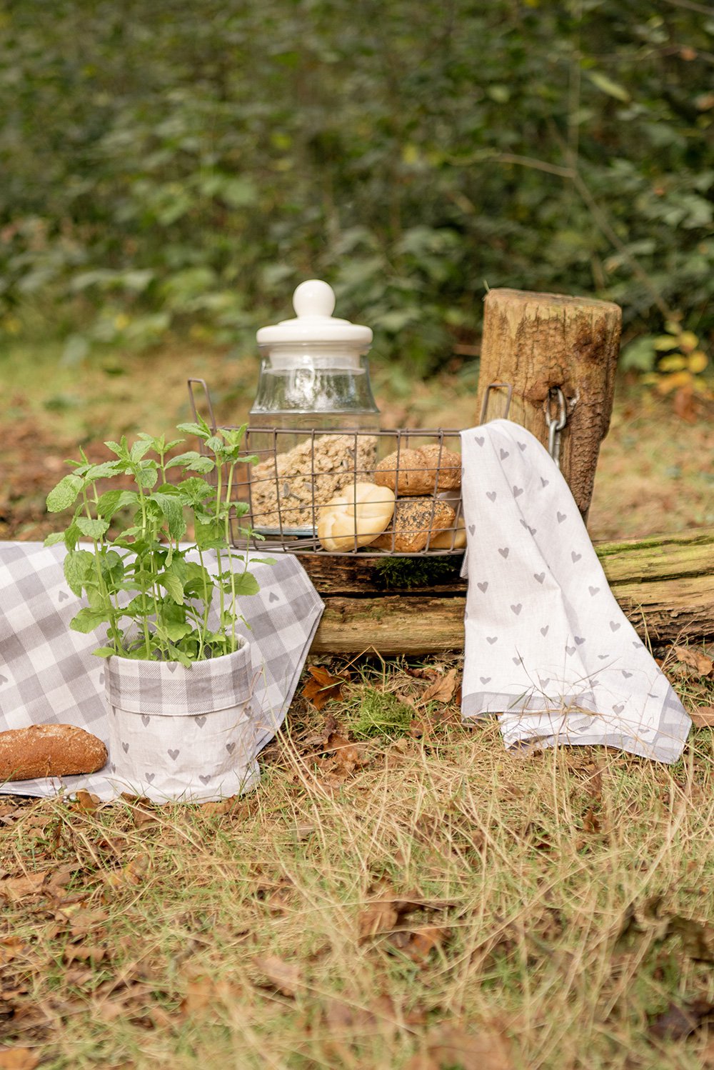 Kind Keukenschort 48x56 cm Grijs Beige Katoen Hartjes
