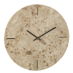 J-Line klok Rond Marmer - steen - beige/zwart