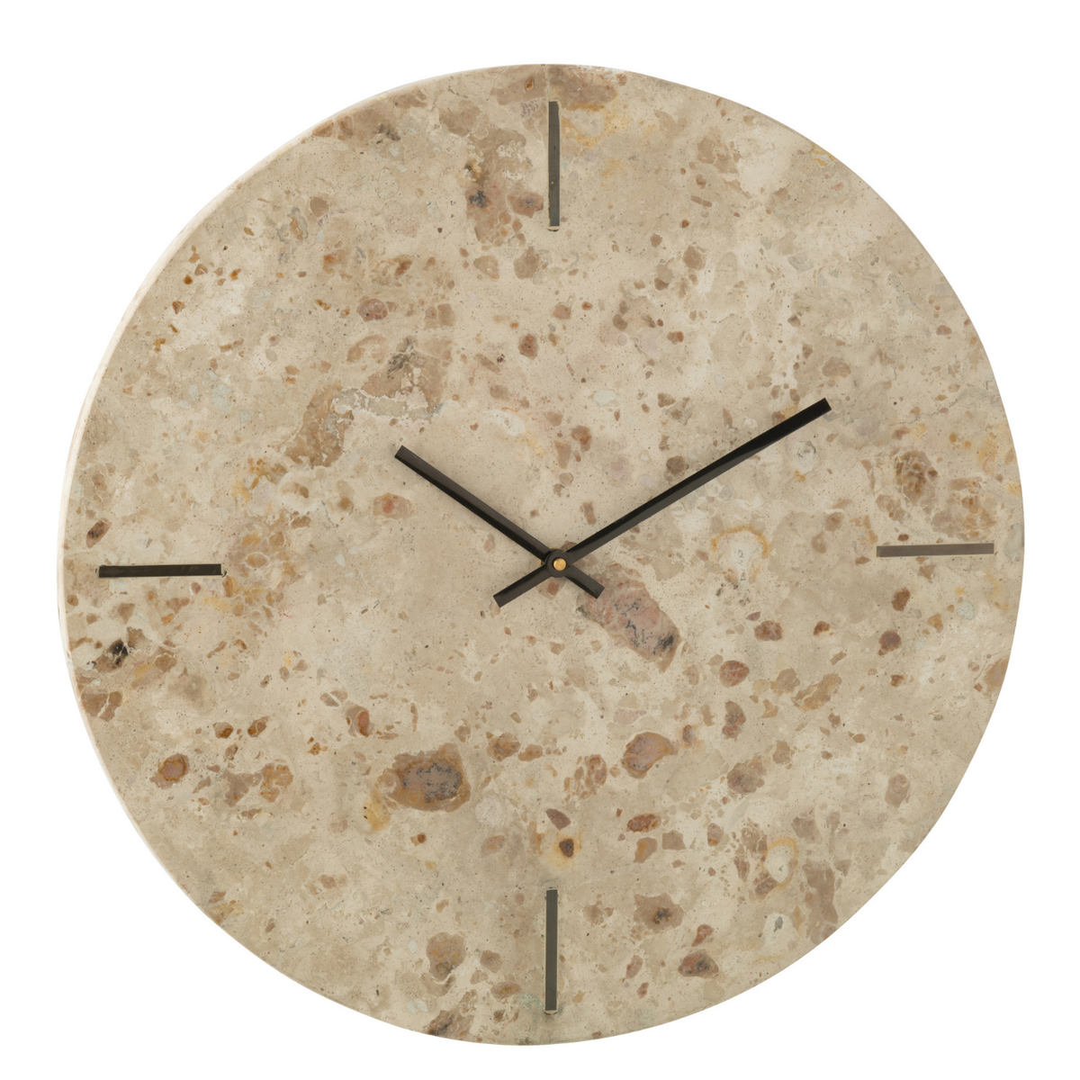 J-Line klok Rond Marmer - steen - beige/zwart