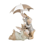 Decoratie Beeld Konijnen 19x16x23 cm Beige Kunststof
