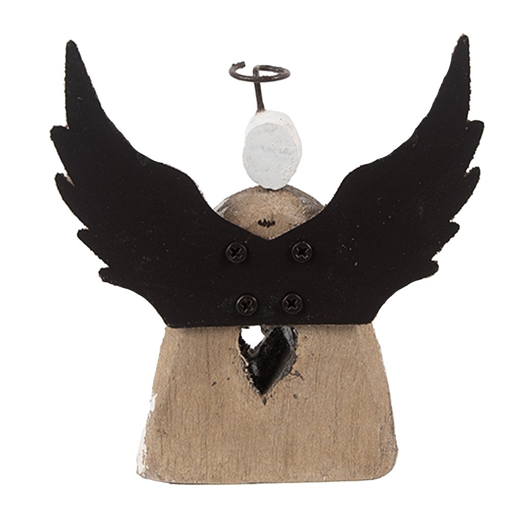 Decoratie Beeld Engel 11x5x11 cm wit Bruin Hout
