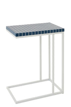 J-Line bijzettafel Rechthoek Geruit - ijzer - blauw/wit
