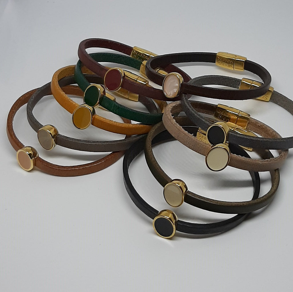 Semplice emaille ovale slider 24K verguld