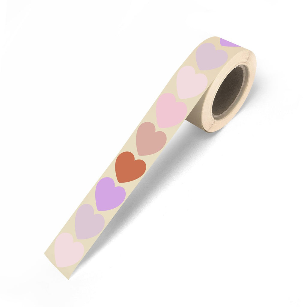 Voorjaar '26 Cadeaustickers op rol - 500 stuks - mini hearts mix warm