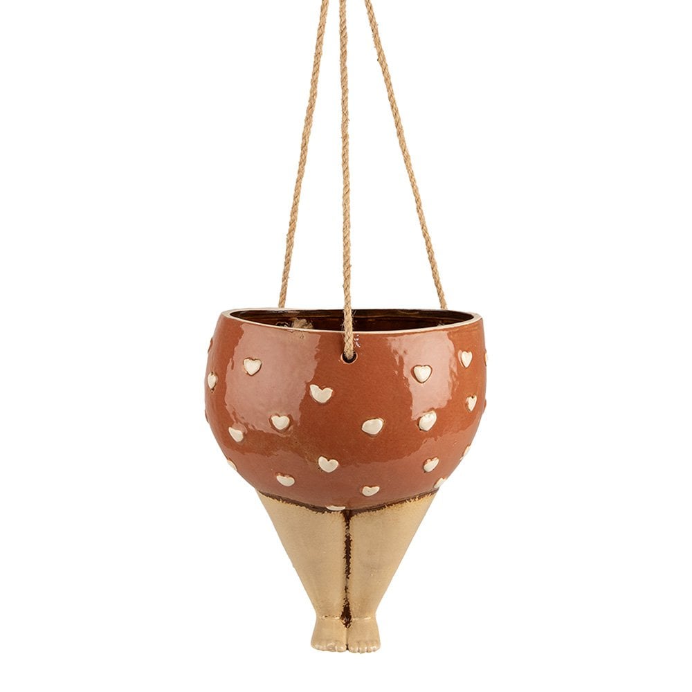 Plantenhanger 17x15x20 cm Roze Beige Keramiek Vrouw Bloempot