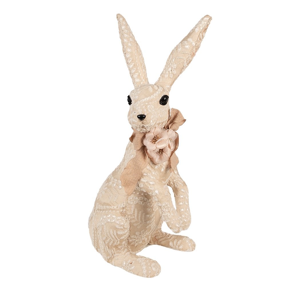 Decoratie Beeld Konijn 25x19x54 cm Beige Textiel
