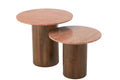 J-Line bijzettafel Rond Marmer - hout - terracotta/bruin - set van 2