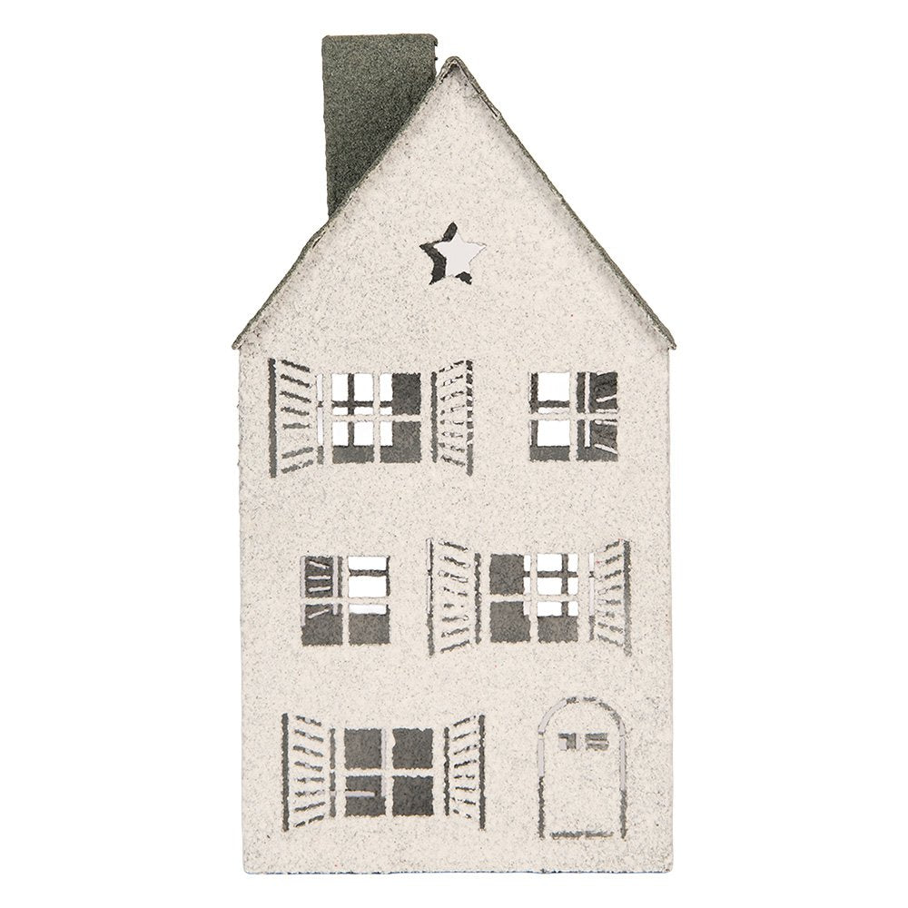 Decoratie Beeld Huis 16x9x32 cm Wit Metaal