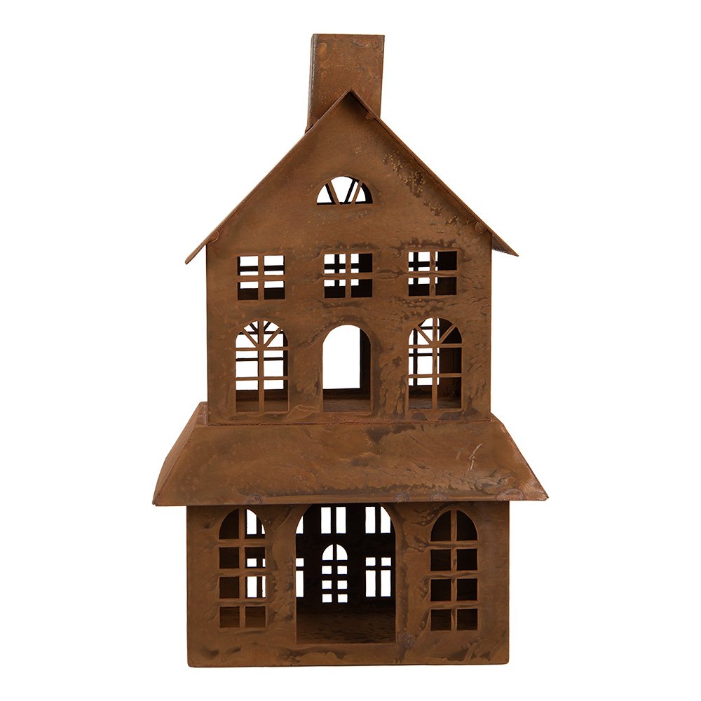 Decoratie Beeld Huis 16x10x31 cm Bruin Metaal