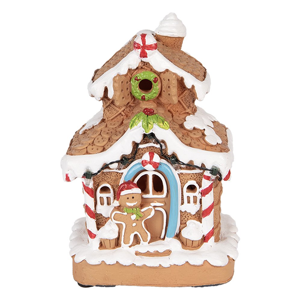Kerstdecoratie met LED-verlichting Gingerbread house 11x10x17 cm / 2xAA Bruin Kunststof