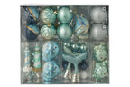 J-Line Doos kerstballen - polystyreen - zilver/blauw