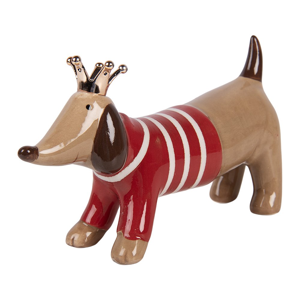 Decoratie Beeld Hond 24x6x13 cm Bruin Keramiek
