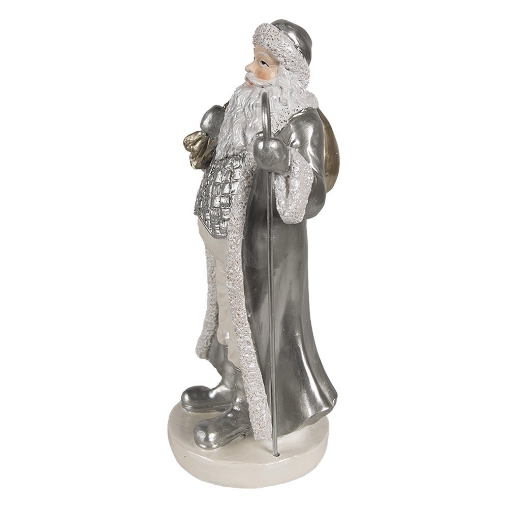 Kerstdecoratie Beeld Kerstman 20 cm Zilverkleurig Kunststof