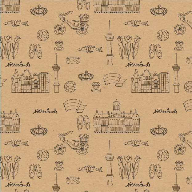 Cadeaupapier - Kraft holland thema - 50 x 100 meter