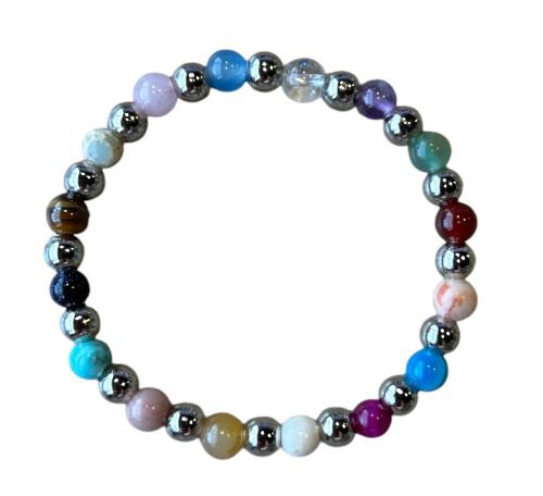 Dames armband met een mix van natuurstenen kralen 6 mm