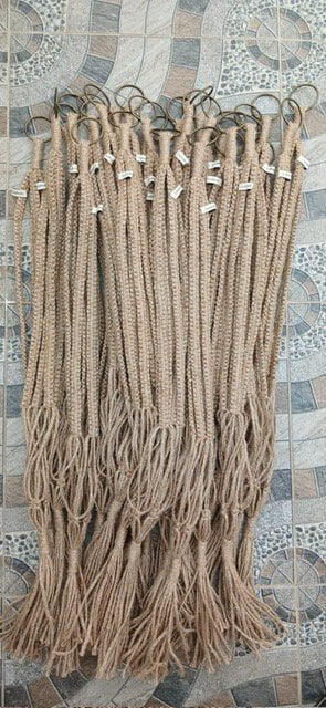 Luna-Leena plantenhanger macrame jute & zilver - handgemaakt in Nepal