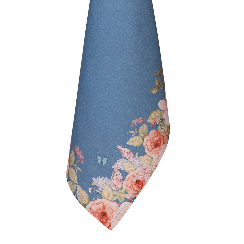Theedoek 50x70 cm Blauw Katoen Bloemen